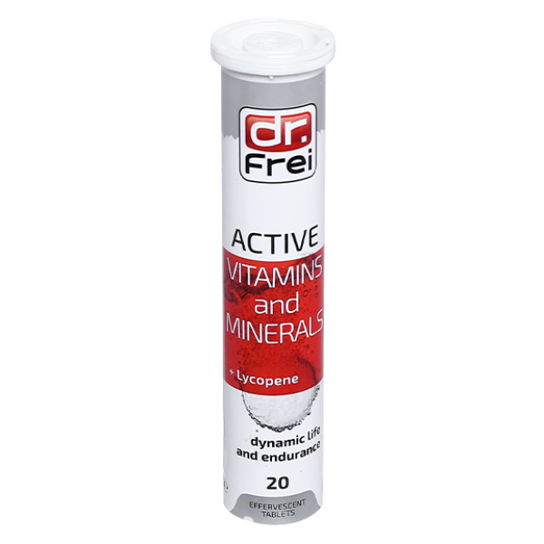 Viên sủi Dr. Frei Active Vitamins And Minerals + Lycopene tuýp 20 viên