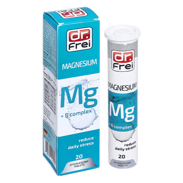 Viên sủi Dr. Frei Magnesium + B Complex hỗ trợ giảm stress tuýp 20 viên