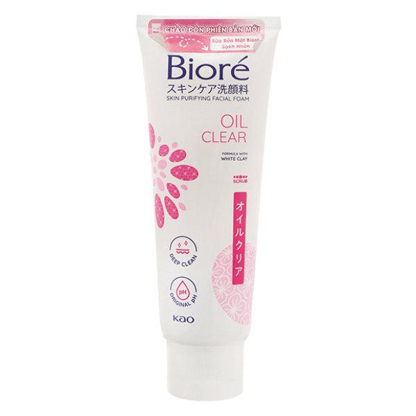 Sữa rửa mặt Biore sạch bã nhờn, thu nhỏ lỗ chân lông tuýp 100g