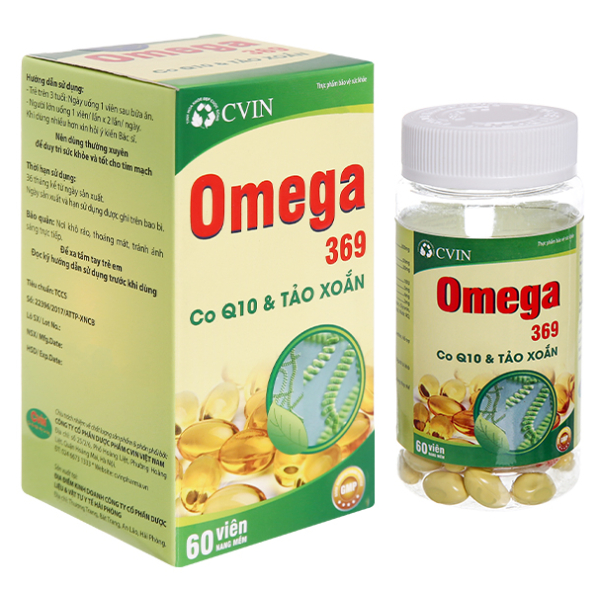 Dầu cá Cvin Omega 369 CoQ10 & Tảo xoắn tăng thị lực, tốt cho tim chai 60 viên