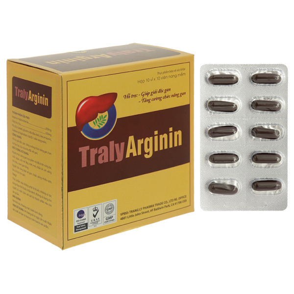 TralyArginin hỗ trợ giải độc gan, tăng cường chức năng gan hộp 100 viên