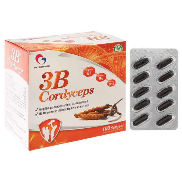3B Cordyceps hỗ trợ ăn ngon, giảm mệt mỏi hộp 100 viên