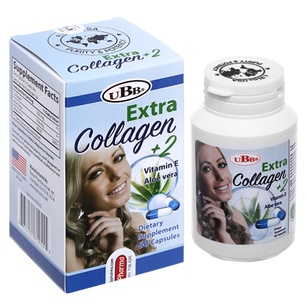 UBB Extra Collagen+2 hỗ trợ làm đẹp da, tóc, móng hộp 60 viên