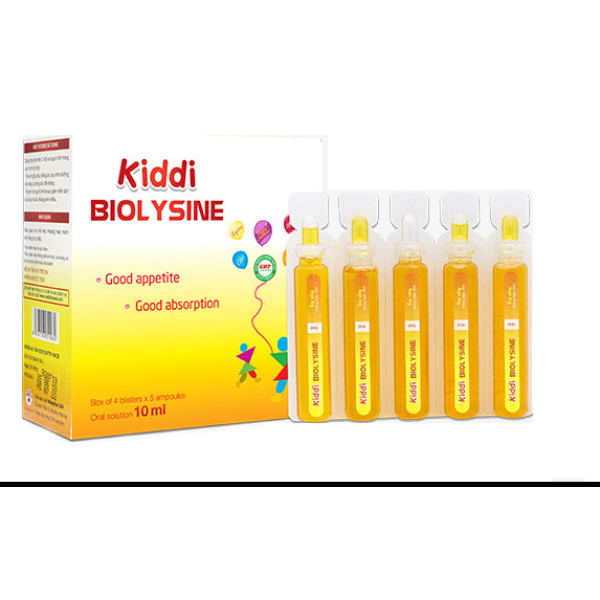 Dung dịch uống Kiddi Biolysine giúp ngon miệng, tăng cường hấp thu hộp 20 ống x 10ml