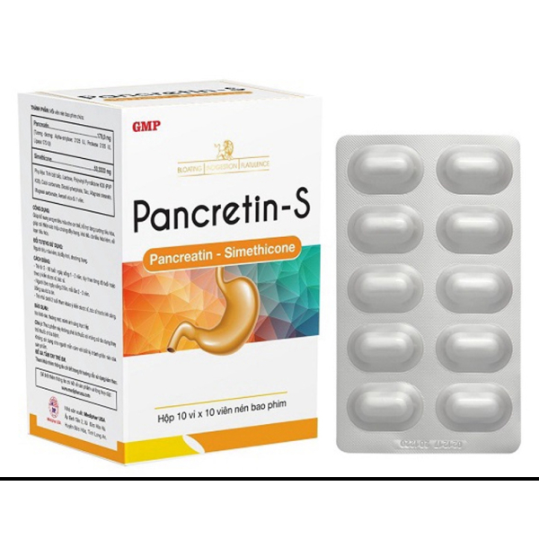 Pancretin-S hỗ trợ giảm đầy bụng, khó tiêu hộp 100 viên