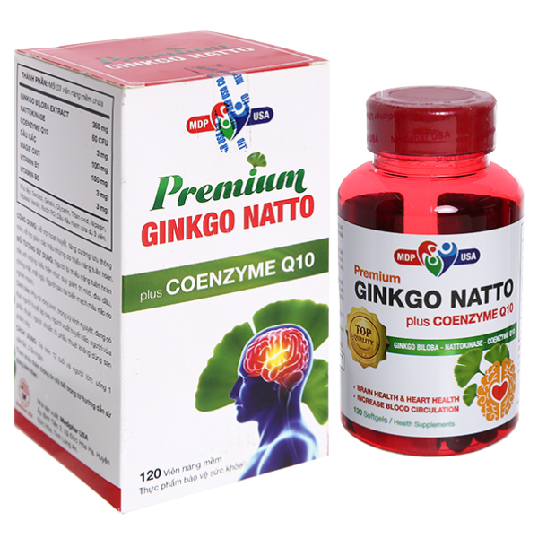 Premium Ginkgo Natto Plus Coenzyme Q10 tăng tuần hoàn não chai 120 viên