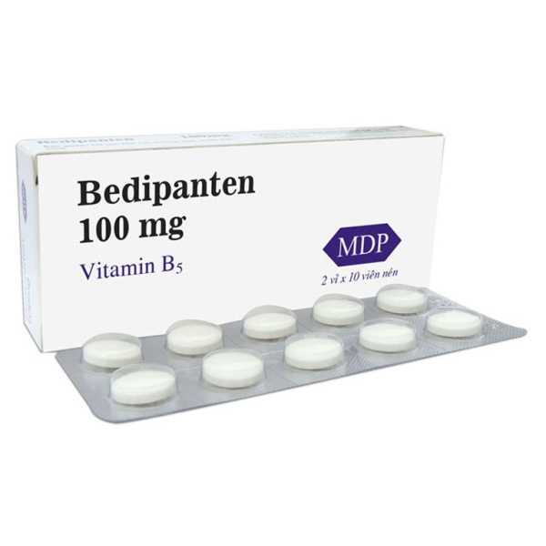 Bedipanten 100mg bổ sung vitamin B5, giảm mụn, ngăn rụng tóc hộp 20 viên