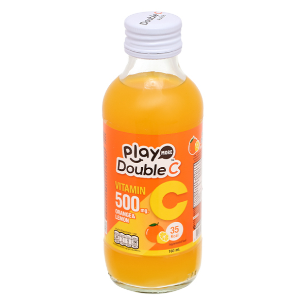 Nước giải khát PlayMore Double C vị cam và chanh vàng chai 160ml
