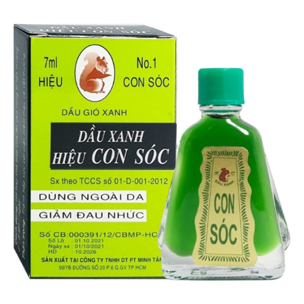 Dầu gió xanh hiệu Con Sóc giảm đau nhức, côn trùng cắn chai 7ml