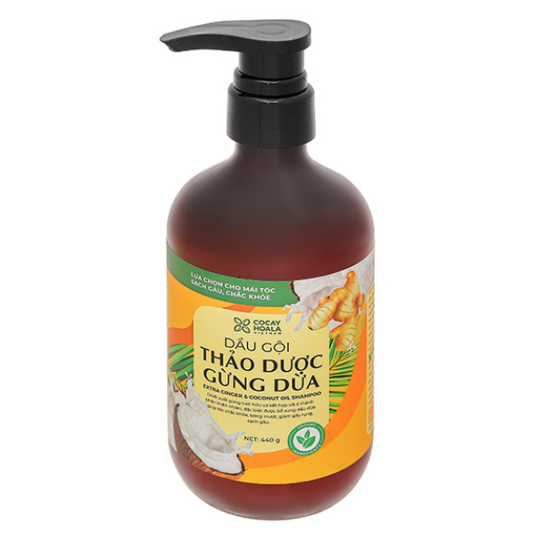 Dầu gội Thảo dược Gừng dừa Cocay Hoala sạch gàu, giảm gãy rụng chai 440g