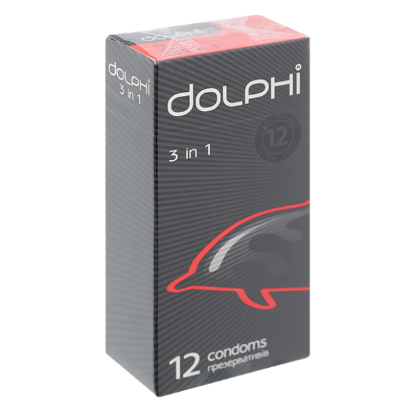 Bao cao su Dolphi 3 in 1 vân gai 52mm hộp 12 cái