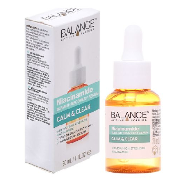 Serum Balance Niacinamide Calm & Clear ngừa mụn mờ thâm lọ 30ml