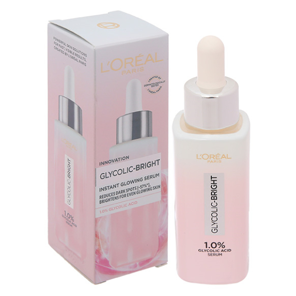 Serum L'Oréal Paris Glycolic-Bright 1.0% Glycolic Acid làm sáng da tức thì chai 30ml