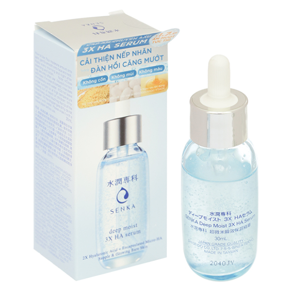 Serum Senka 3X HA cấp ẩm chuyên sâu giúp da đàn hồi căng mướt chai 30ml