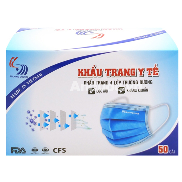 Khẩu trang y tế Trường Dương 4 lớp màu trắng hộp 50 cái