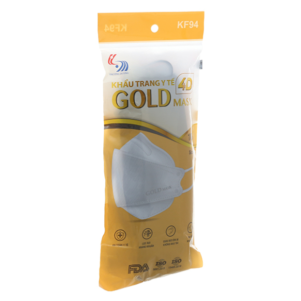 Khẩu trang y tế Trường Dương Gold Mask KF94-4D màu đen size M gói 10 cái