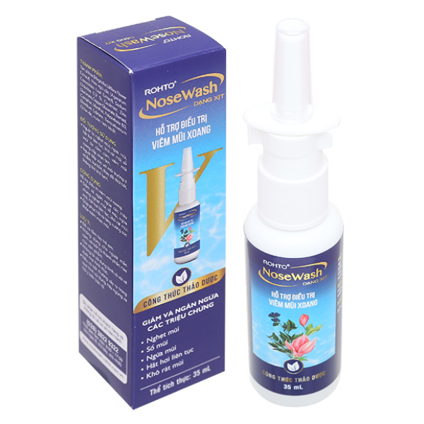 Xịt mũi Rohto NoseWash Spray hỗ trợ giảm viêm mũi xoang chai 35ml