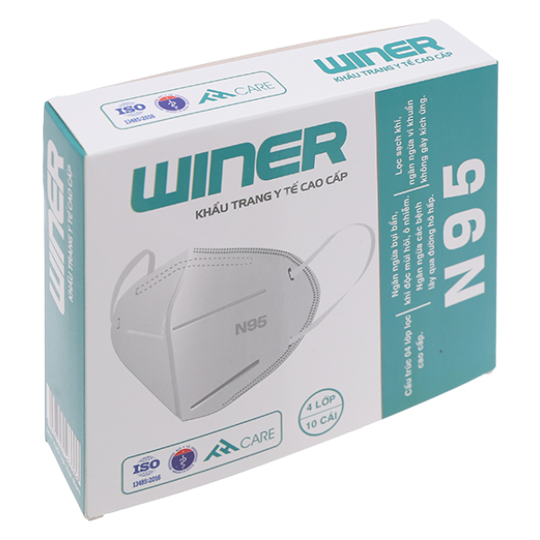 Khẩu trang y tế Winer N95 4 lớp màu trắng hộp 10 cái