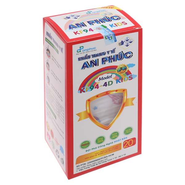 Khẩu trang y tế trẻ em An Phúc K94-4D 3 lớp có họa tiết hộp 20 cái