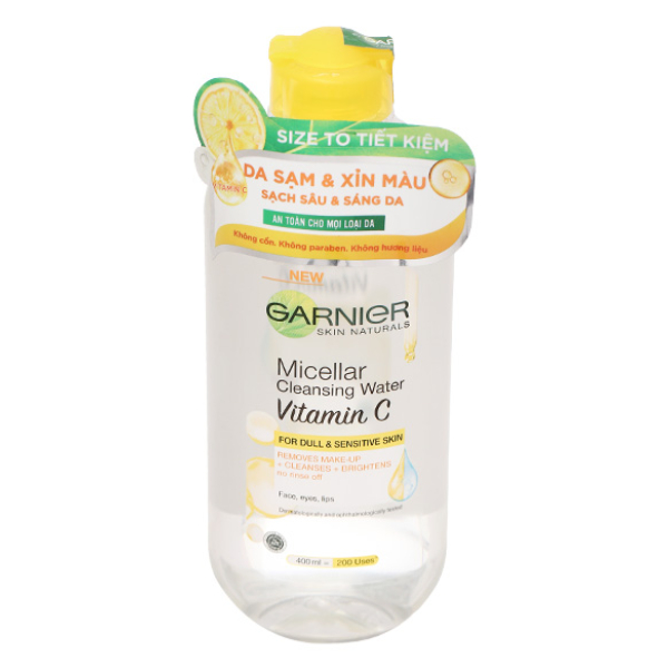 Nước tẩy trang Garnier Vitamin C giúp làm sạch, sáng da chai 400ml