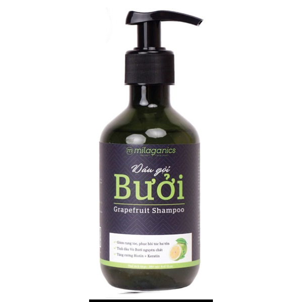 Dầu gội bưởi Milaganics ngừa rụng tóc, kích thích mọc tóc chai 280ml