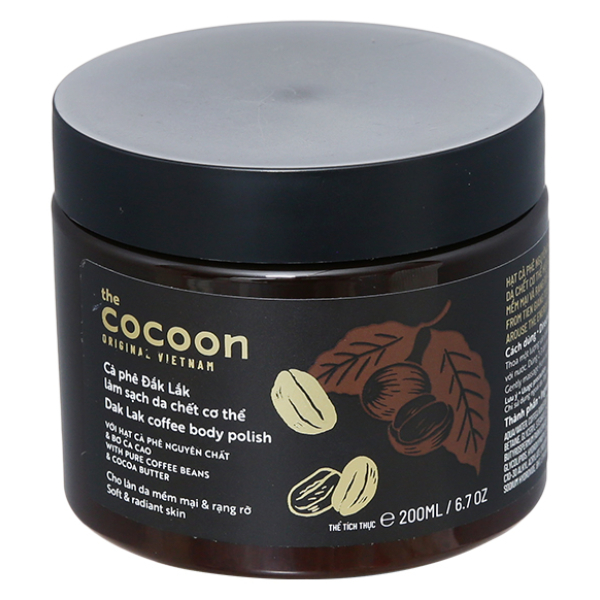 Tẩy tế bào chết Cocoon hạt cà phê làm sạch da chết cơ thể hũ 200ml