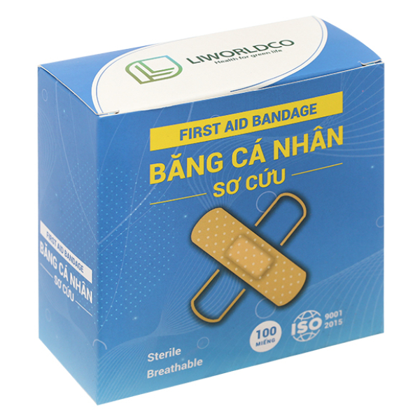 Băng cá nhân sơ cứu Liworldco (72 x 19mm) hộp 100 miếng