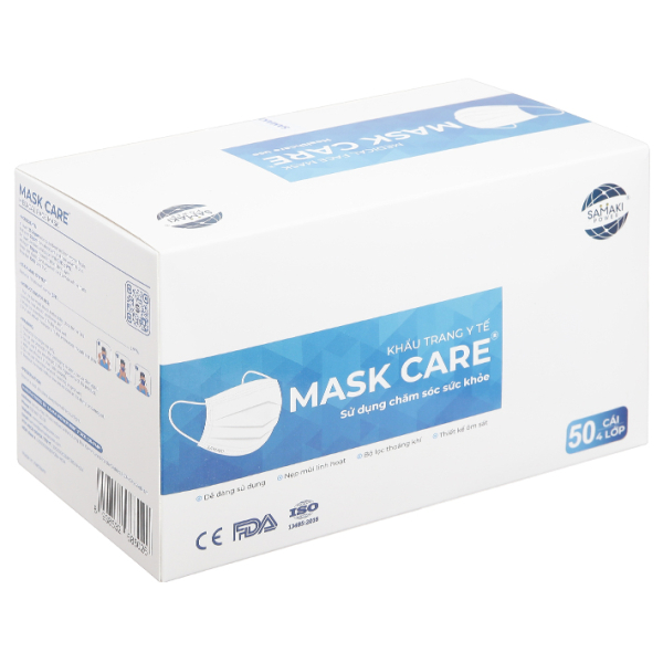 Khẩu trang y tế Mask Care 4 lớp màu trắng hộp 50 cái