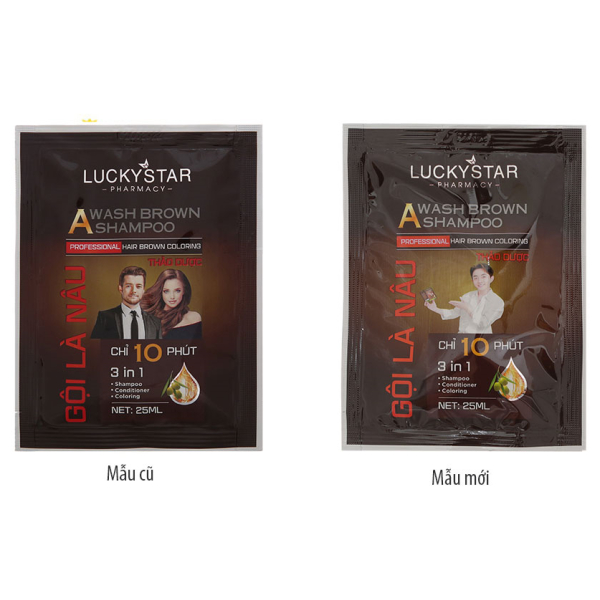 Dầu gội nâu Lucky Star phủ bạc làm nâu tóc gói 25ml