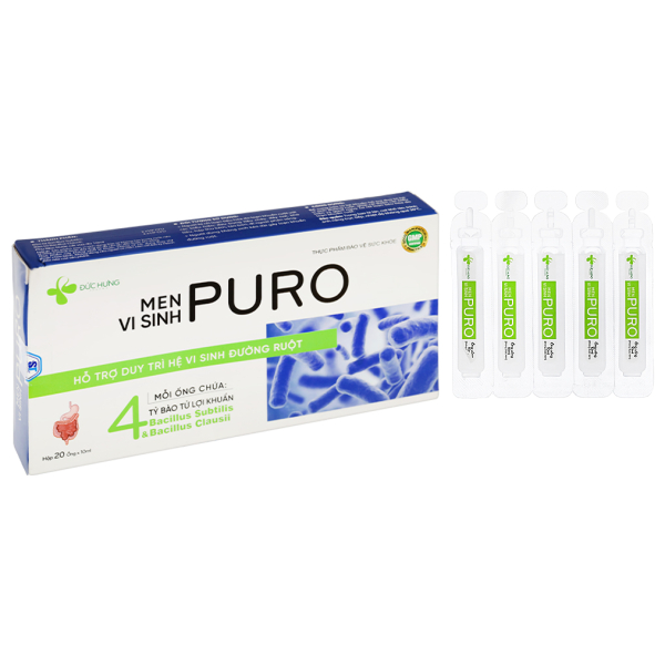 Men vi sinh Puro hỗ trợ duy trì hệ vi sinh đường ruột hộp 20 ống x 10ml