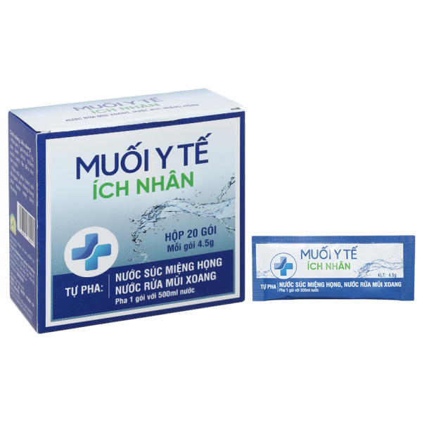 Muối vệ sinh mũi xoang Muối Y Tế Ích Nhân hộp 20 gói
