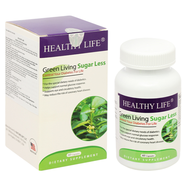 Green Living Sugar Less hỗ trợ giảm đường huyết hộp 60 viên