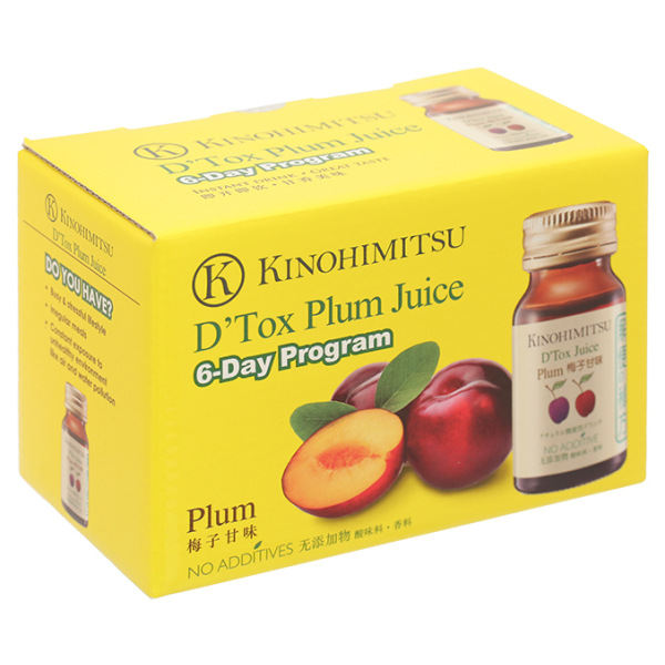 Nước uống Kinohimitsu D’Tox Plum Juice hỗ trợ tăng cường đề kháng hộp 6 chai x 30g