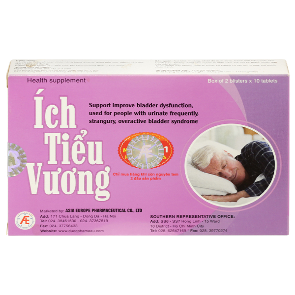 Ích Tiểu Vương hỗ trợ cải thiện rối loạn chức năng bàng quang hộp 20 viên