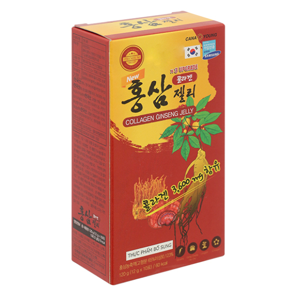 Thạch Collagen Nhân Sâm Mới giúp hạn chế lão hóa da hộp 10 gói x 12g