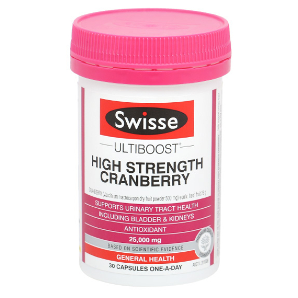 Swisse Ultiboost High Strength Cranberry giúp tăng cường hệ tiết niệu chai 30 viên