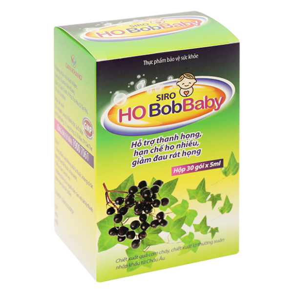 Siro Ho BobBaby hỗ trợ giảm ho, đau rát họng hộp 30 gói x 5ml