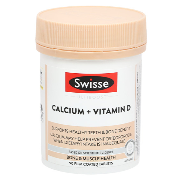 Swisse Ultiboost Calcium + Vitamin D giúp xương chắc khỏe chai 90 viên