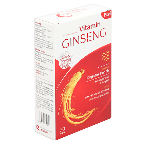 Vitamin Ginseng bồi bổ sức khỏe, hỗ trợ tăng đề kháng hộp 20 viên