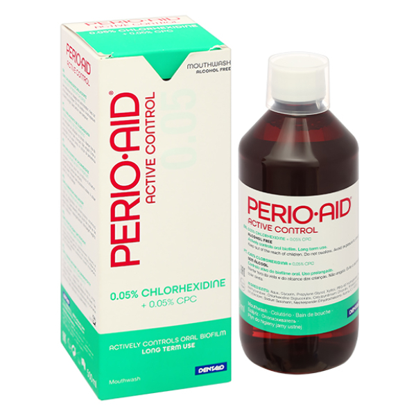 Nước súc miệng Perio-Aid Active Control giảm hình thành mảng bám chai 500ml