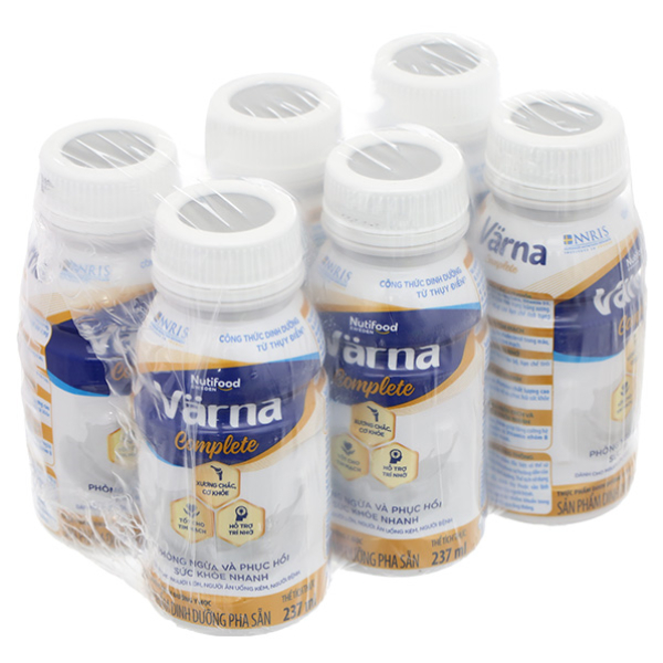 Sữa bột pha sẵn Nutifood Varna Complete giúp bổ sung dinh dưỡng lốc 6 chai x 237ml