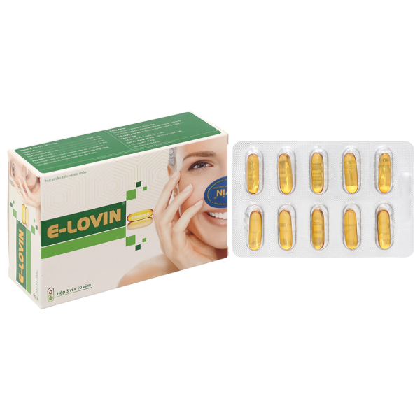 E-Lovin bổ sung vitamin E, hỗ trợ chống lão hóa, làm sáng da hộp 30 viên