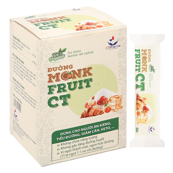 Đường ăn kiêng Monk Fruit CT hộp 100g (20 gói x 5g)