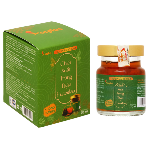 Nước chiết xuất trùng thảo Fucoidan Scorpius không đường tăng đề kháng hũ 70ml