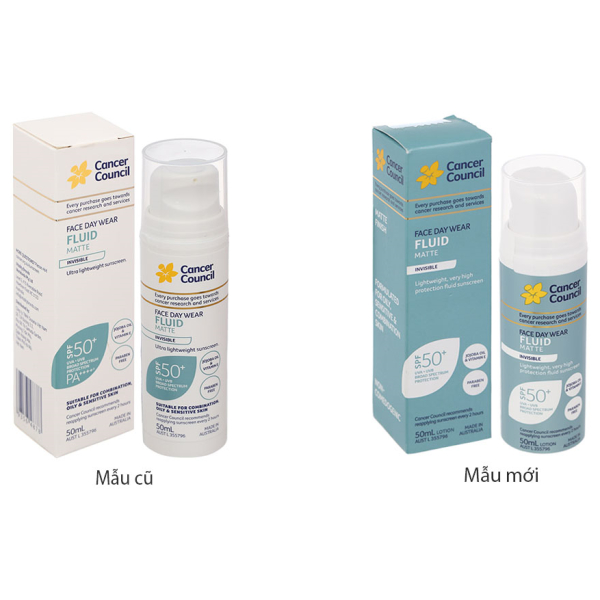 Sữa chống nắng Cancer Council Fluid Matte SPF50+ cho da mặt chai 50ml