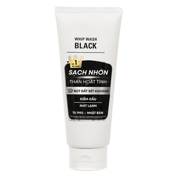 Sữa rửa mặt UNO Whip Wash Black than hoạt tính, sạch nhờn, ngừa mụn tuýp 130g