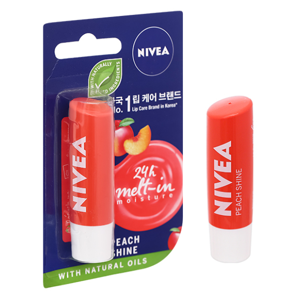 Son dưỡng ẩm Nivea Peach Shine cho làn da môi mềm mọng cây 4.8g