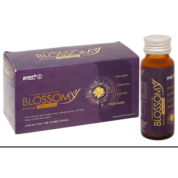 Nước uống Rohto Blossomy Premium Thảo dược bồi bổ cơ thể, làm đẹp da hộp 10 chai x 50ml