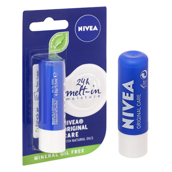 Son dưỡng ẩm Nivea Original Care tăng độ ẩm, bảo vệ môi cây 4.8g