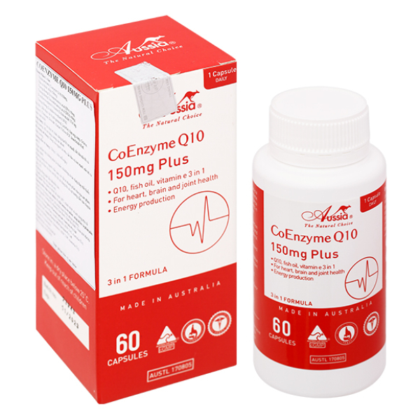 Aussia CoEnzyme Q10 150mg Plus hỗ trợ duy trì chức năng hệ tim mạch hộp 60 viên